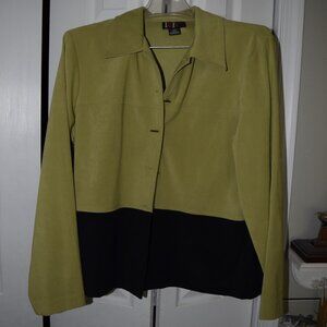 R&K Original -suit jacket and matching pants. Size 14 Black/chartreuse.